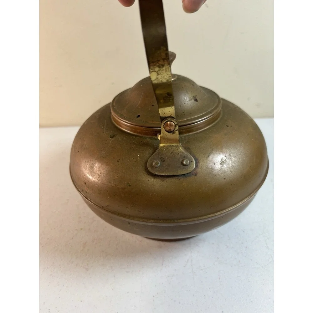 Mid Century Vintage Copper Tea Pot Kettle Wooden Handle & Knob Made In Portugal